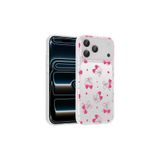 Nezih Case iPhone 17 Pro Uyumlu Yumuşak Silikon Şeffaf Tasarım Zarif Kapak, Kalpli Kiraz