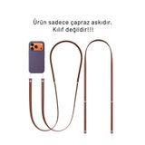Nezih Case iPhone 17 Serisiyle Uyumlu Çapraz Telefon Askısı, Kahverengi