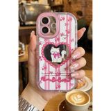 Nezih Case iPhone 17 Uyumlu Premium Pembe Kedi ve Fiyonk Desenli Aynalı Telefon Kılıfı