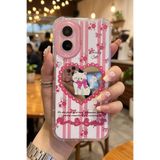 Nezih Case Oppo A38 ile Uyumlu Premium Pembe, Kedi ve Fiyonk Desenli, Aynalı Tasarım Telefon Kılıfı