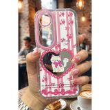 Nezih Case Oppo A60 ile Uyumlu Premium Pembe Kedi ve Fiyonk Desenli Aynalı Telefon Kılıfı