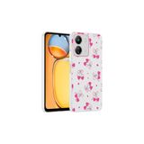 Nezih Case Redmi 15C Uyumlu Yumuşak Silikon Şeffaf Tasarım Zarif Kapak, Kalpli Kiraz