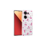 Nezih Case Redmi Note 13 Pro 4G ile Uyumlu Yumuşak Silikon Şeffaf Tasarım Zarif Kapak, Kalpli Kiraz