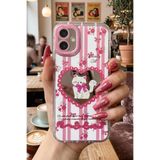 Nezih Case Samsung Galaxy A06 ile Uyumlu Premium Pembe Kedi ve Fiyonk Desenli Aynalı Telefon Kılıfı
