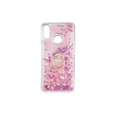 Nezih Case Samsung Galaxy A10s Uyumlu Kılıf, Silikon, Sıvı ve Simli, Yüzük Standlı, Pembe