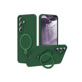 Nezih Case Samsung Galaxy A35 Uyumlu Içi Kadife Stand Olabilen Halka Yüzüklü Kılıf - Yeşil