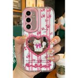 Nezih Case Samsung Galaxy A56 ile Uyumlu Premium Pembe Kedi ve Fiyonk Desenli Aynalı Telefon Kılıfı