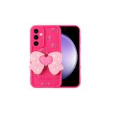 Nezih Case Samsung Galaxy S23 FE ile Uyumlu Kamera Korumalı 3D Kelebek Figürlü Silikon Kılıf, Koyu Pembe
