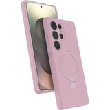 Nezih Case Samsung Galaxy S25 Ultra Uyumlu Içi Kadife Stand Olabilen Halka Yüzüklü Kılıf - Pembe