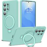 Nezih Case Samsung Galaxy S26 Ultra Uyumlu Içi Kadife Stand Olabilen Halka Yüzüklü Şık Kılıf - Açık Yeşil
