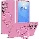 Nezih Case Samsung Galaxy S26 Ultra Uyumlu Içi Kadife Stand Olabilen Halka Yüzüklü Şık Kılıf - Pembe