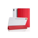 Nezih Case Samsung Galaxy Tab S9 FE Plus 12.4" ile Uyumlu Akıllı Smart Uyku Modlu Standlı Şeffaf Kapaklı Kılıf, Kırmızı