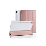 Nezih Case Samsung Galaxy Tab S9 FE Plus 12.4" ile Uyumlu Akıllı Smart Uyku Modlu Standlı Şeffaf Kapaklı Kılıf, Rose