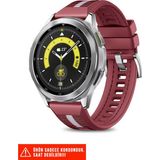 Nezih Case Samsung Galaxy Watch 46MM / Galaxy Watch 3 45MM / Gear S3 Dikişli Lansman Kordon 22MM - Kırmızı