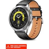 Nezih Case Samsung Galaxy Watch 46MM / Galaxy Watch 3 45MM / Gear S3 Uyumlu Lansman Deri Kordon 22MM - Siyah