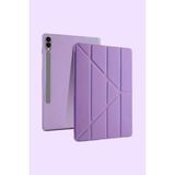 Nezih Case Samsung Tab S9 (X710) / Tab S9 Fe (X510) Kılıf Kalem Bölmeli Uyku Modlu Standlı Arkası Silikon Kapaklı Kılıf - Lila