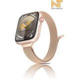 Nezih Case Watch 4/5/6/7/8/9/10/se/ultra/ultra2 44/45/49mm / Seri 10 46 / Seri 11 46mm Hasır Metal Kordon - Apple Watch 2/3/4/5/6/7/8/9/se/ultra/ultra 2 44/45/49mm ve Seri 10 46mm - Rose Gold