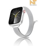 Nezih Case Watch 4/5/6/7/8/9/10/se/ultra/ultra2 44/45/49mm / Seri 10 46 / Seri 11 46mm Hasır Metal Kordon - Apple Watch 2/3/4/5/6/7/8/9/se/ultra/ultra 2 44/45/49mm ve Seri 10 46mm - Silver