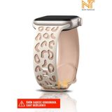 Nezih Case Watch 5/6/7/8/9/10/se/ultra/ultra2 44/45/49mm / Seri 10 46 / Seri 11 46mm Uyumlu Leopar Silikon Kordon - Apple Watch 2/3/4/5/6/7/8/9/10/Se/Se2/ultra/ultra2 44/45/46/49mm - Bej