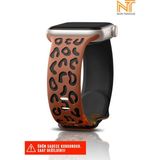 Nezih Case Watch 5/6/7/8/9/10/se/ultra/ultra2 44/45/49mm / Seri 10 46 / Seri 11 46mm Uyumlu Leopar Silikon Kordon - Apple Watch 2/3/4/5/6/7/8/9/10/Se/Se2/ultra/ultra2 44/45/46/49mm - Kahverengi
