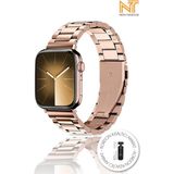 Nezih Case Watch 6/7/8/9/10/se/ultra/ultra2 44/45/49mm / Seri 10 46 / Seri 11 46mm Uyumlu Çelik Kordon - Apple Watch Seri 2/3/4/5/6/7/8/9/10/SE/SE2/ultra/ultra 2 44 45 46mm 49mm - Rose Gold