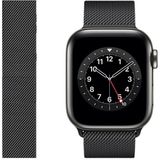 Nezih Case Watch 6/7/8/9/10/se/ultra/ultra2 44/45/49mm / Seri 10 46 / Seri 11 46mm Uyumlu Hasır Metal Kordon - Black