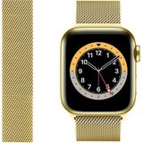 Nezih Case Watch 6/7/8/9/10/se/ultra/ultra2 44/45/49mm / Seri 10 46 / Seri 11 46mm Uyumlu Hasır Metal Kordon - Gold