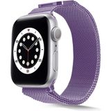 Nezih Case Watch 6/7/8/9/10/se/ultra/ultra2 44/45/49mm / Seri 10 46 / Seri 11 46mm Uyumlu Hasır Metal Kordon - Lila