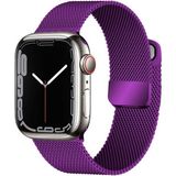 Nezih Case Watch 6/7/8/9/10/se/ultra/ultra2 44/45/49mm / Seri 10 46 / Seri 11 46mm Uyumlu Hasır Metal Kordon - Mor