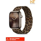 Nezih Case Watch 6/7/8/9/10/se/ultra/ultra2 44/45/49mm / Seri 10 46 / Seri 11 46mm Uyumlu Hasır Metal Kordon - Renkli Leopar