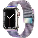 Nezih Case Watch 6/7/8/9/10/se/ultra/ultra2 44/45/49mm / Seri 10 46 / Seri 11 46mm Uyumlu Hasır Metal Kordon - Renkli