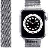 Nezih Case Watch 6/7/8/9/10/se/ultra/ultra2 44/45/49mm / Seri 10 46 / Seri 11 46mm Uyumlu Hasır Metal Kordon - Silver