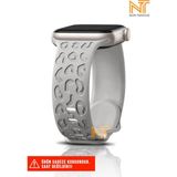 Nezih Case Watch Seri 5/6/7/8/9/se 38/40/41mm Seri 10 42 / Seri 11 42mm Uyumlu Leopar Silikon Kordon - Apple Watch Seri 2/3/4/5/6/7/8/9/se 38 40 41 ve Seri 10 42mm - Gümüş