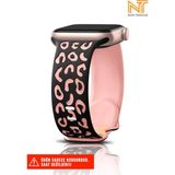 Nezih Case Watch Seri 5/6/7/8/9/se 38/40/41mm Seri 10 42 / Seri 11 42mm Uyumlu Leopar Silikon Kordon - Apple Watch Seri 2/3/4/5/6/7/8/9/se 38 40 41 ve Seri 10 42mm - Pembe