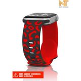 Nezih Case Watch Seri 5/6/7/8/9/se 38/40/41mm Seri 10 42 / Seri 11 42mm Uyumlu Leopar Silikon Kordon - Apple Watch Seri 2/3/4/5/6/7/8/9/se 38 40 41 ve Seri 10 42mm - Siyah - Kırmızı