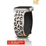 Nezih Case Watch Seri 5/6/7/8/9/se 38/40/41mm Seri 10 42 / Seri 11 42mm Uyumlu Leopar Silikon Kordon - Apple Watch Seri 2/3/4/5/6/7/8/9/se 38 40 41 ve Seri 10 42mm - Starlight