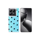 Nezih Case Xiaomi 14T Pro Uyumlu Airbag Tasarımlı Desenli Kapak Kılıf, Kalp Motifli, Mavi