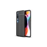 Nezih Case Xiaomi Mi 10 ile Uyumlu Deri Görünüm Silikon Kılıf, Siyah