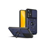 Nezih Case Xiaomi Mi 12 Lite Uyumlu Magnetik Standlı Kamera Korumalı Sürgülü Kapak Kılıf, Mavi