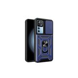 Nezih Case Xiaomi Mi 12T / Mi 12T Pro Uyumlu Magnetik Standlı Kamera Korumalı Sürgülü Kapak Kılıf, Mavi