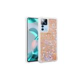 Nezih Case Xiaomi Mi 12T / Mi 12T Pro Uyumlu Simli Pullu Sıvı Akışkanlı Silikon Kılıf, Yüzük Standlı, Gold