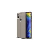 Nezih Case Xiaomi Mi Mix 3 Uyumlu Deri Görünümlü Silikon Kılıf, Gri