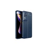 Nezih Case Xiaomi Poco F4 Uyumlu Deri Görünümlü Dikiş Desenli Kamera Korumalı Kılıf, Lacivert