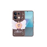 Nezih Case Xiaomi Poco M6 Pro/Redmi Note 13 Pro 4G ile Uyumlu, Kamera Korumalı, Standlı, 3D Figürlü, Yumuşak Silikon Kılıf, Kahverengi