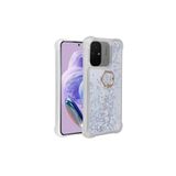 Nezih Case Xiaomi Redmi 12C ile Uyumlu Yüzüklü Standlı Simli Pullu Sıvılı Silikon Kılıf, Gümüş
