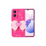 Nezih Case Xiaomi Redmi 13C / C65 ile Uyumlu Kamera Korumalı Standlı 3D Kelebek Figürlü Yumuşak Silikon Kılıf, Koyu Pembe