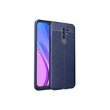 Nezih Case Xiaomi Redmi 9 ile Uyumlu Deri Görünüm Silikon Kılıf, Lacivert