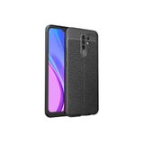 Nezih Case Xiaomi Redmi 9 ile Uyumlu Deri Görünüm Silikon Kılıf, Siyah