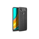 Nezih Case Xiaomi Redmi 9C Uyumlu Deri Görünüm Silikon Kılıf, Siyah