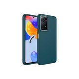 Nezih Case Xiaomi Redmi Note 11 Global Uyumlu Metal Çerçeve ve Buton Tasarımlı Silikon Kapak Kılıf, Koyu Yeşil